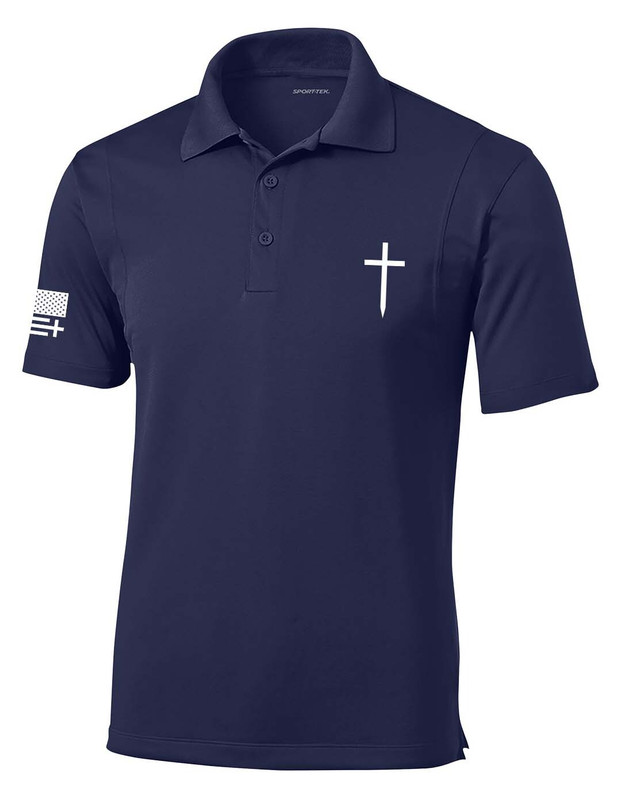 Trenz Shirt Company Mens Christian Polo Embroidered Cross Golf